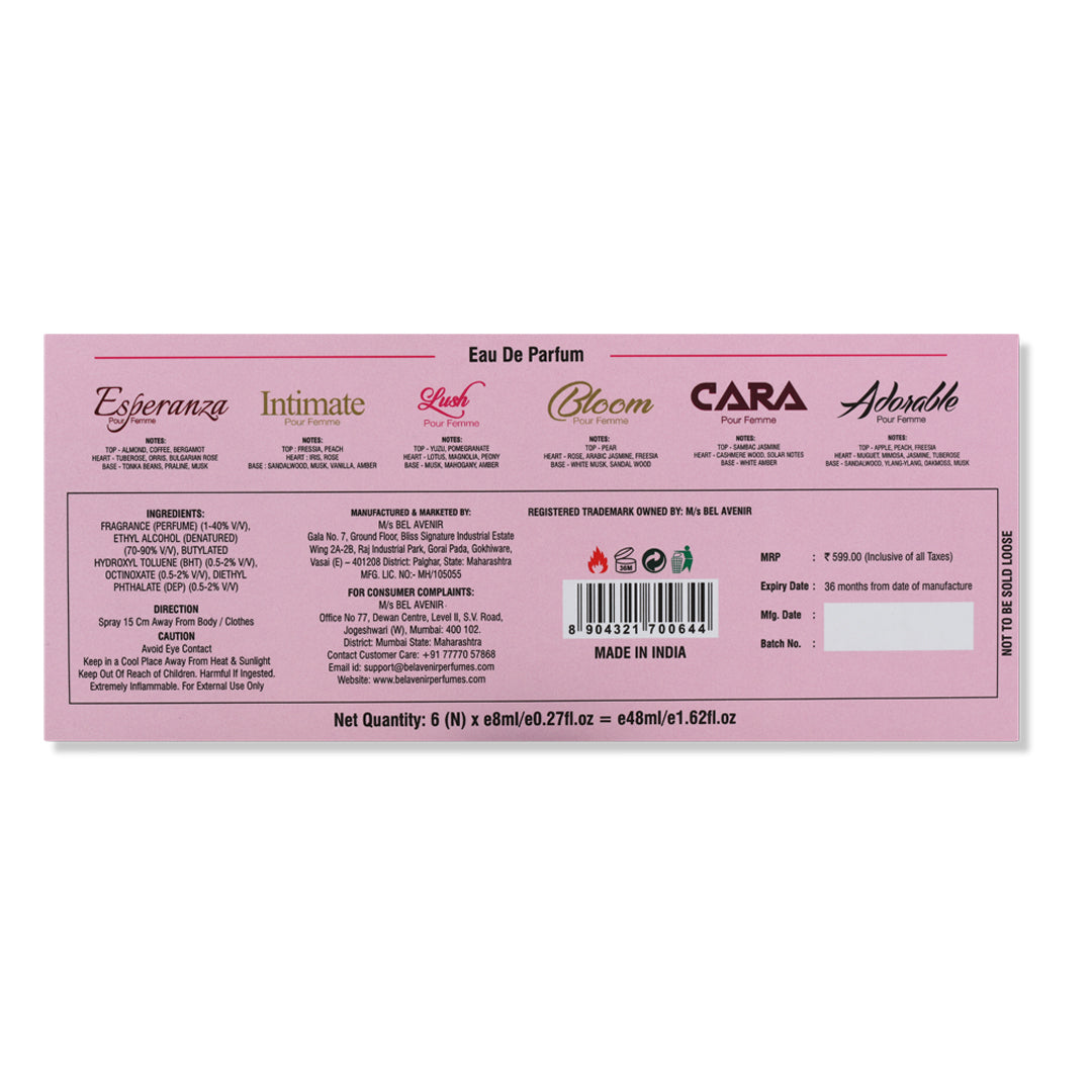 Bel Avenir's luxury long lasting discovery gift set for Women - 8ml each