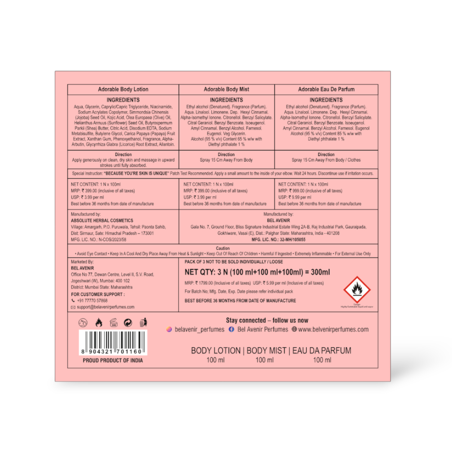 Adorable - Her Luxe Layering Gift Set by Bel Avenir Perfumes