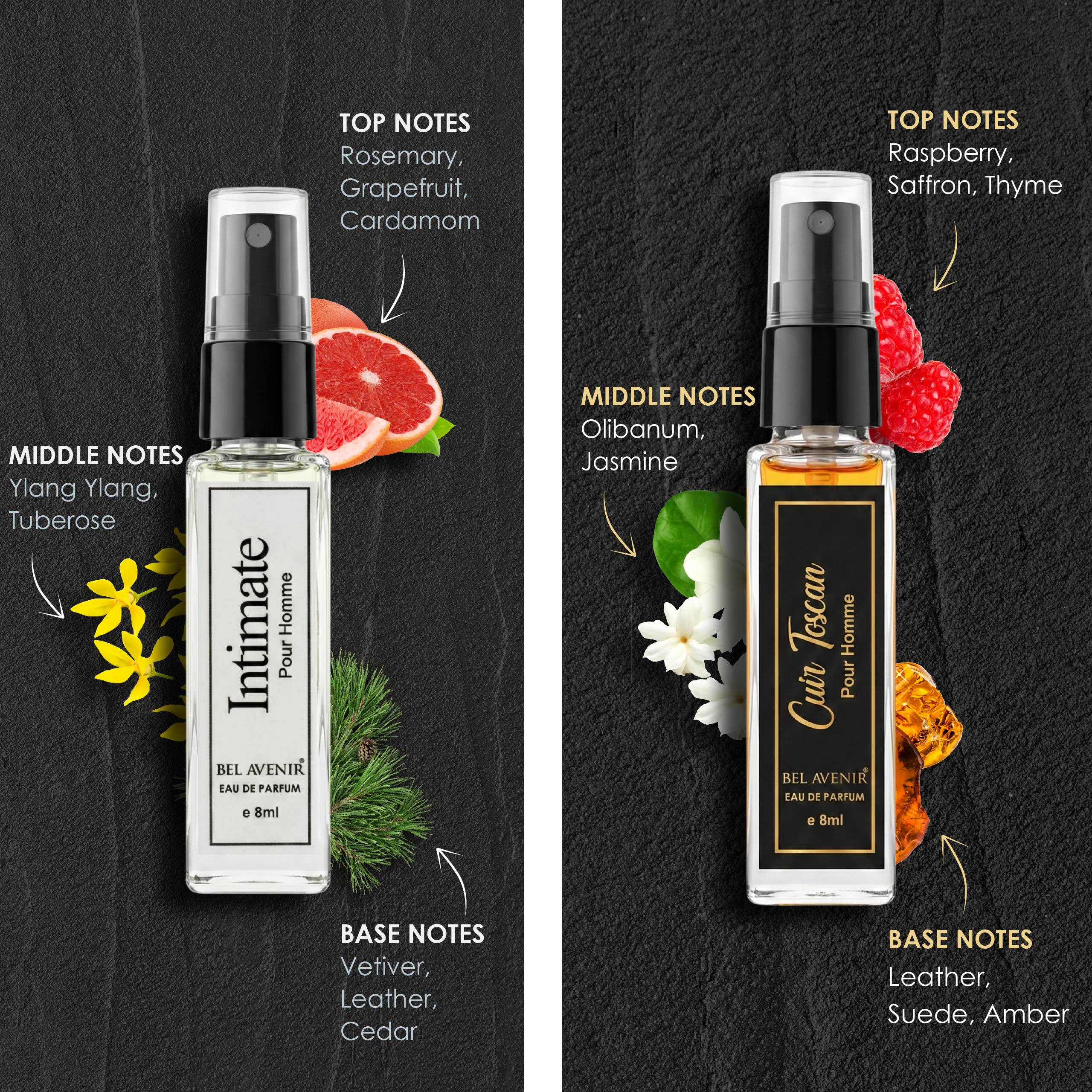 Bel Avenir's luxury long lasting discovery gift set for Men - 8ml each