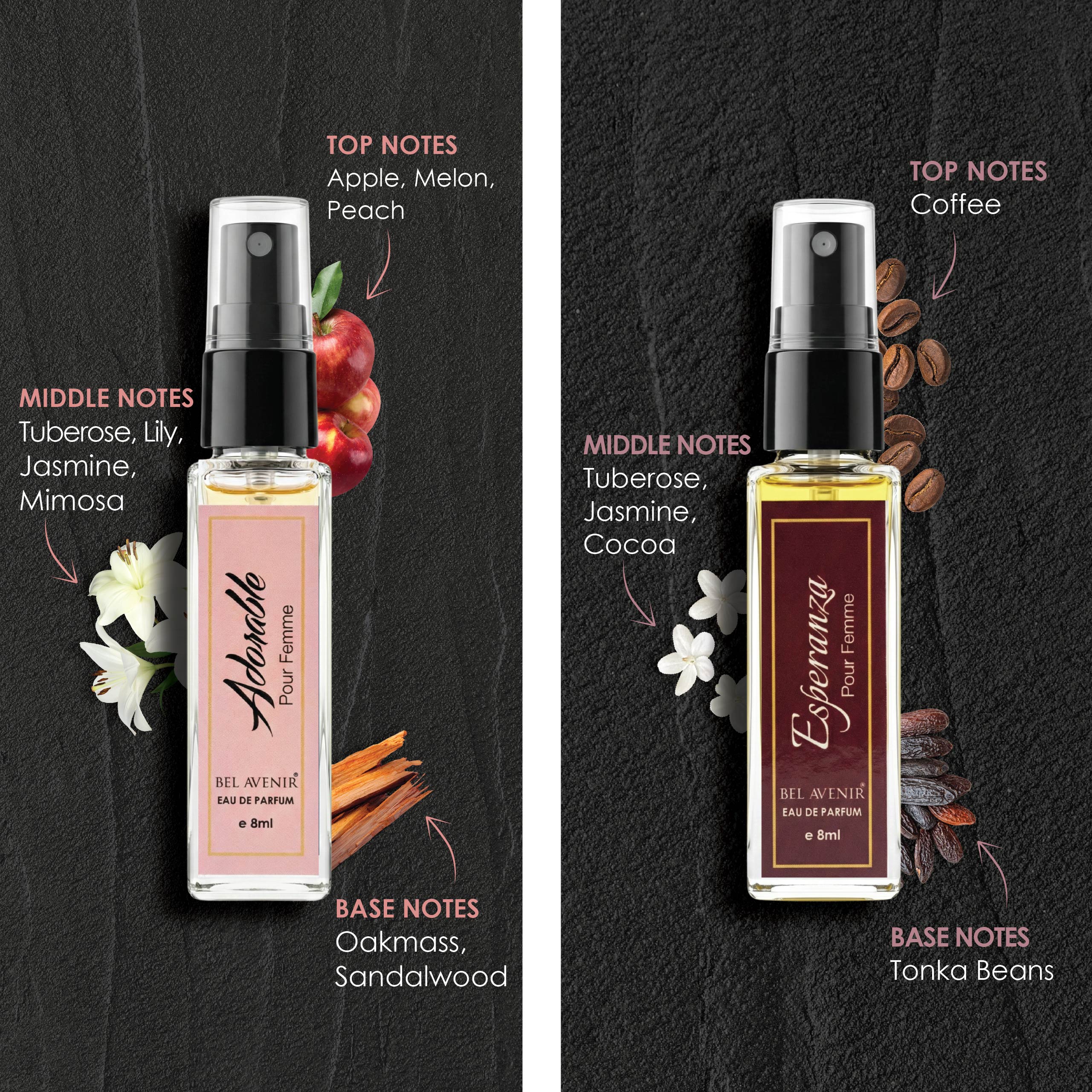 Bel Avenir's luxury long lasting discovery gift set for Women - 8ml each