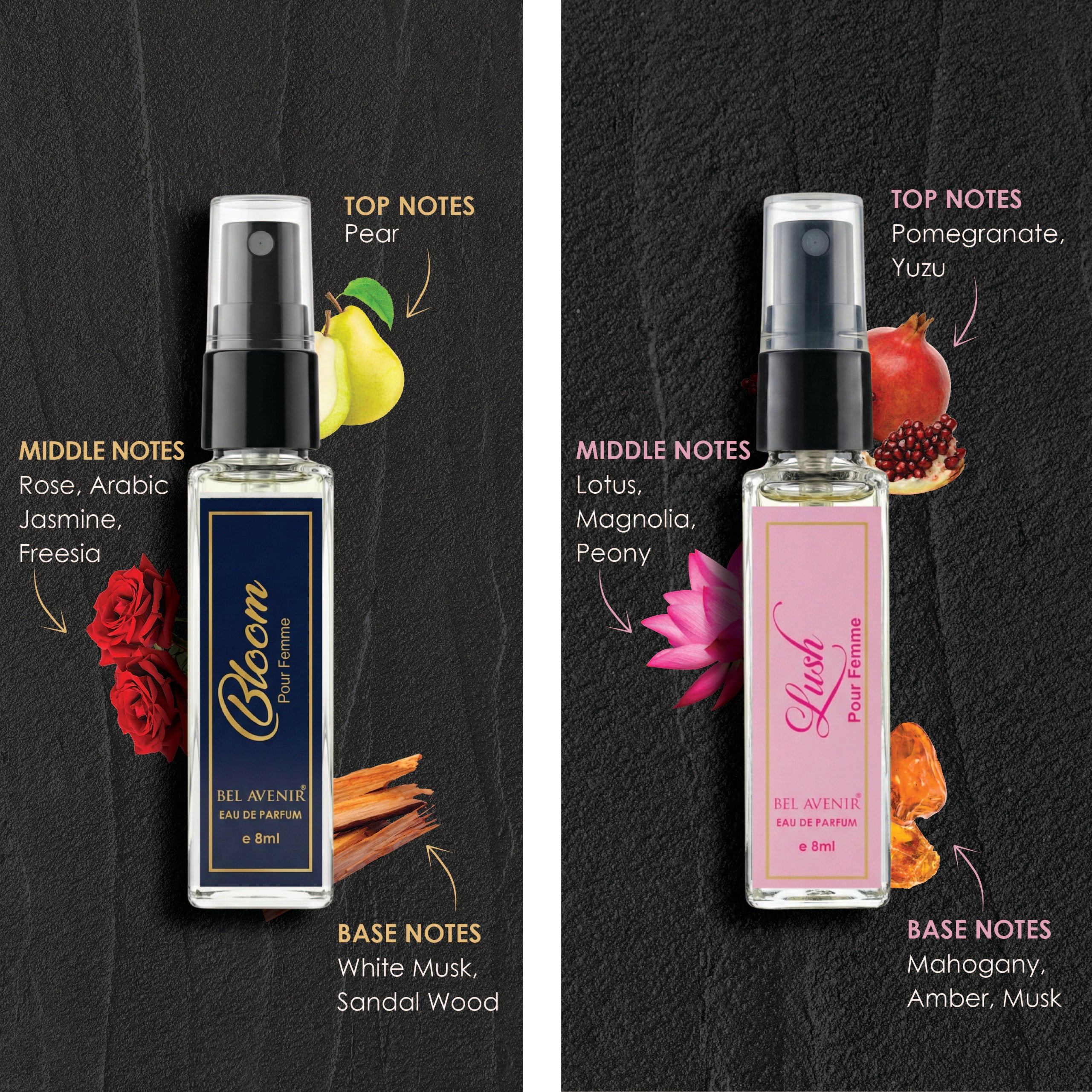 Bel Avenir's luxury long lasting discovery gift set for Women - 8ml each